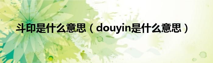 斗印是什么意思（douyin是什么意思）