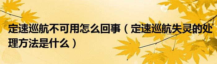 定速巡航不可用怎么回事（定速巡航失灵的处理方法是什么）