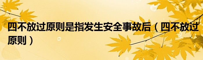 四不放过原则是指发生安全事故后（四不放过原则）