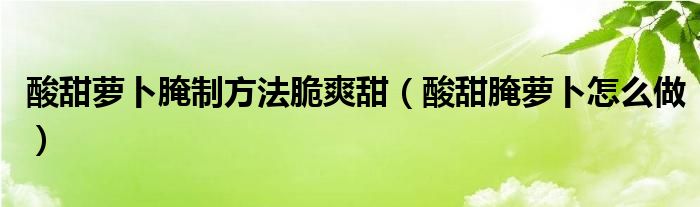 酸甜萝卜腌制方法脆爽甜（酸甜腌萝卜怎么做）