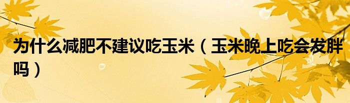 为什么减肥不建议吃玉米（玉米晚上吃会发胖吗）