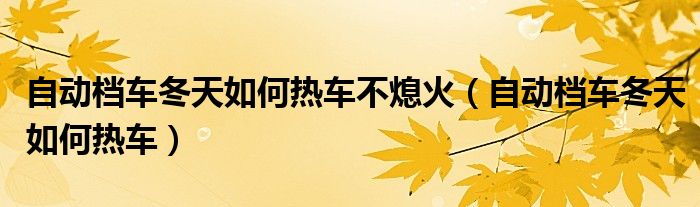 自动档车冬天如何热车不熄火（自动档车冬天如何热车）