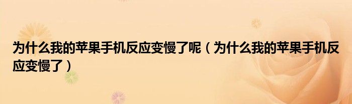 为什么我的苹果手机反应变慢了呢（为什么我的苹果手机反应变慢了）