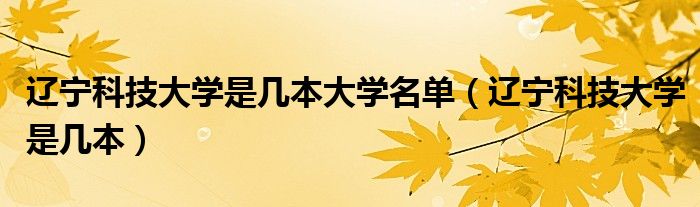 辽宁科技大学是几本大学名单（辽宁科技大学是几本）