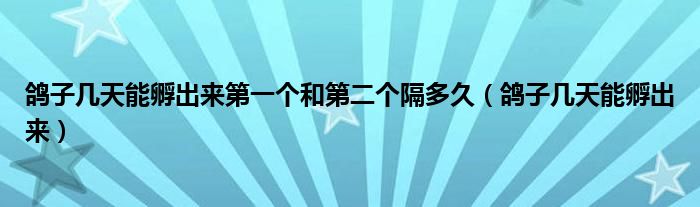 鸽子几天能孵出来第一个和第二个隔多久（鸽子几天能孵出来）