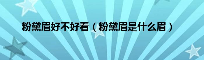 粉黛眉好不好看（粉黛眉是什么眉）