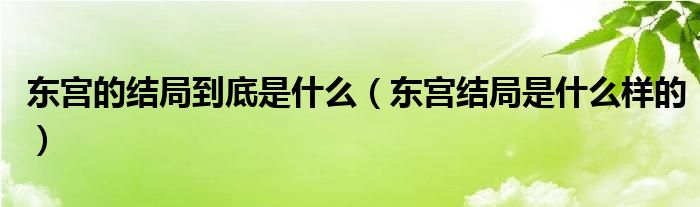 东宫的结局到底是什么（东宫结局是什么样的）