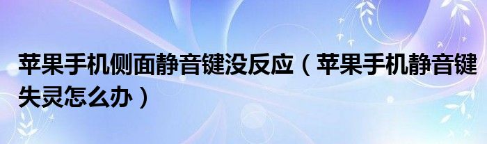 苹果手机侧面静音键没反应（苹果手机静音键失灵怎么办）