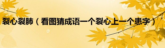 裂心裂肺（看图猜成语一个裂心上一个患字）