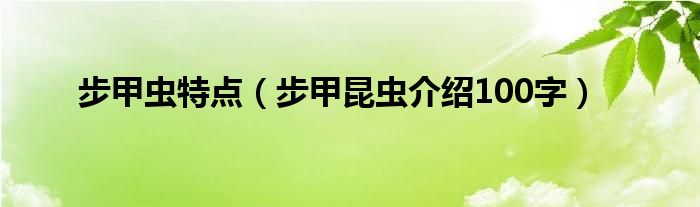 步甲虫特点（步甲昆虫介绍100字）