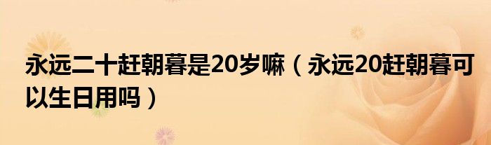 永远二十赶朝暮是20岁嘛（永远20赶朝暮可以生日用吗）