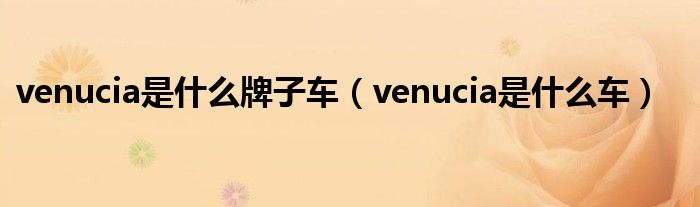 venucia是什么牌子车（venucia是什么车）