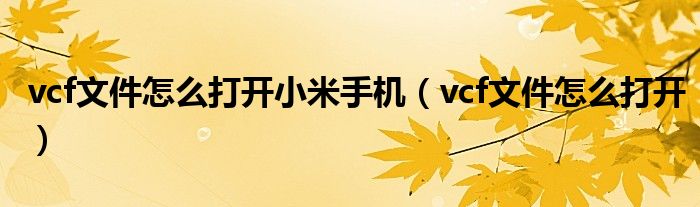 vcf文件怎么打开小米手机（vcf文件怎么打开）