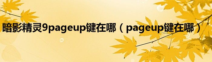 暗影精灵9pageup键在哪（pageup键在哪）