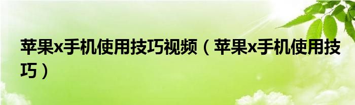 苹果x手机使用技巧视频（苹果x手机使用技巧）