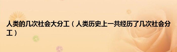 人类的几次社会大分工（人类历史上一共经历了几次社会分工）