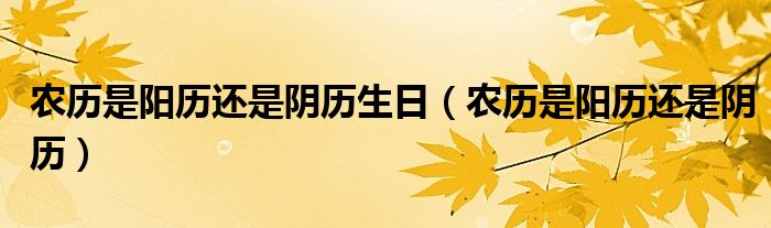 农历是阳历还是阴历生日（农历是阳历还是阴历）