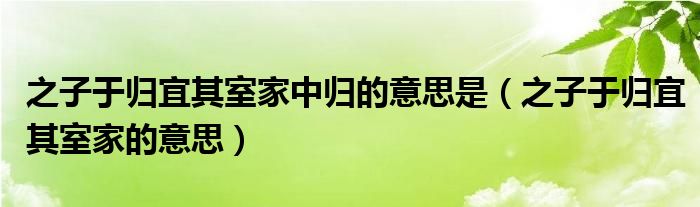 之子于归宜其室家中归的意思是（之子于归宜其室家的意思）