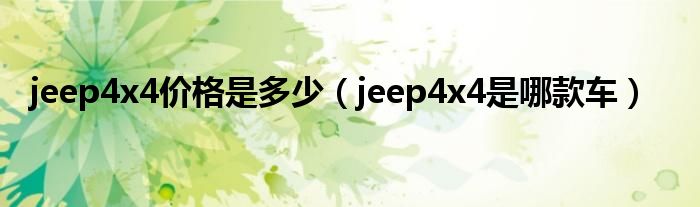 jeep4x4价格是多少（jeep4x4是哪款车）