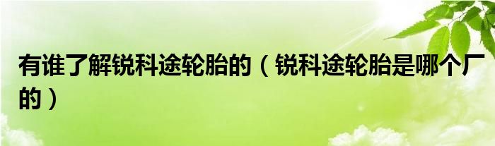 有谁了解锐科途轮胎的（锐科途轮胎是哪个厂的）