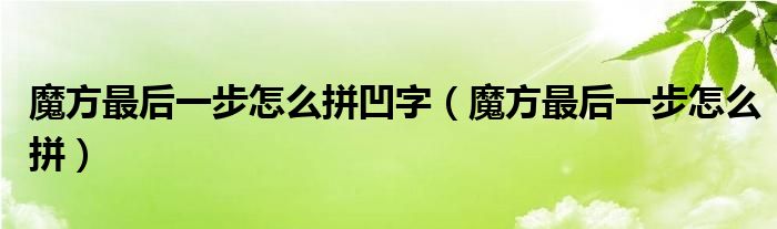 魔方最后一步怎么拼凹字（魔方最后一步怎么拼）