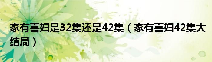 家有喜妇是32集还是42集（家有喜妇42集大结局）