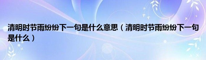 清明时节雨纷纷下一句是什么意思（清明时节雨纷纷下一句是什么）