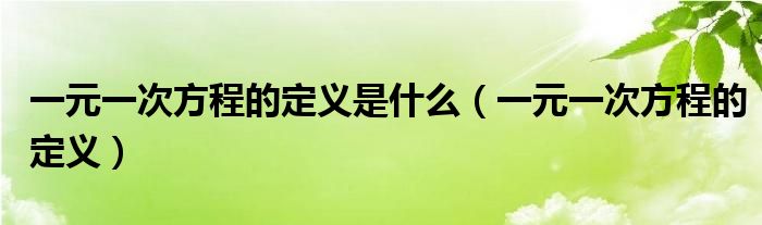 一元一次方程的定义是什么（一元一次方程的定义）