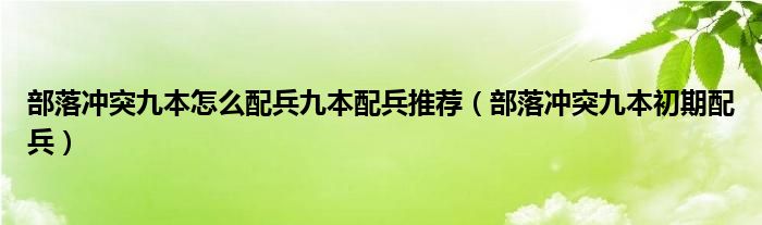 部落冲突九本怎么配兵九本配兵推荐（部落冲突九本初期配兵）