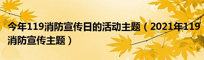 今年119消防宣传日的活动主题（2021年119消防宣传主题）