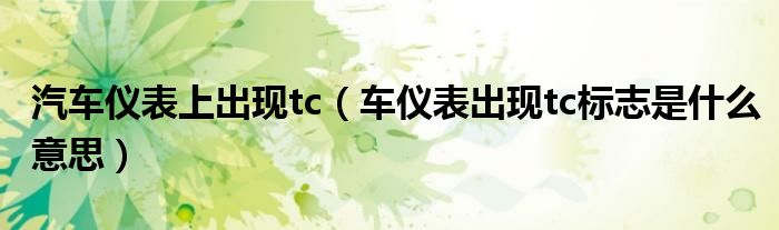 汽车仪表上出现tc（车仪表出现tc标志是什么意思）