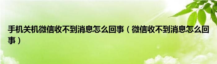 手机关机微信收不到消息怎么回事（微信收不到消息怎么回事）