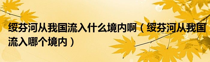 绥芬河从我国流入什么境内啊（绥芬河从我国流入哪个境内）