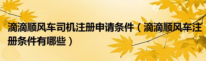 滴滴顺风车司机注册申请条件（滴滴顺风车注册条件有哪些）