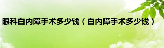 眼科白内障手术多少钱（白内障手术多少钱）