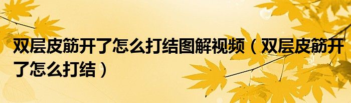 双层皮筋开了怎么打结图解视频（双层皮筋开了怎么打结）