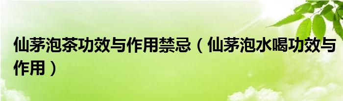 仙茅泡茶功效与作用禁忌（仙茅泡水喝功效与作用）