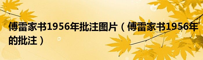 傅雷家书1956年批注图片（傅雷家书1956年的批注）