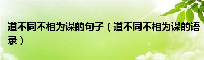 道不同不相为谋的句子（道不同不相为谋的语录）