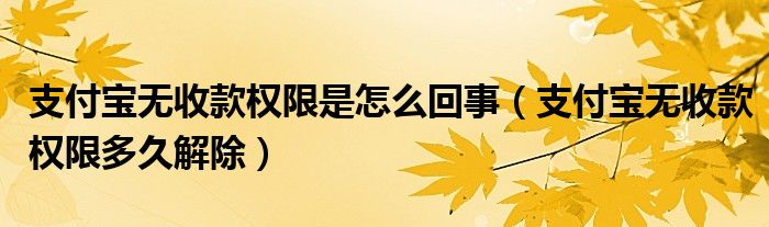 支付宝无收款权限是怎么回事（支付宝无收款权限多久解除）