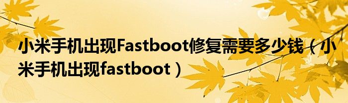 小米手机出现Fastboot修复需要多少钱（小米手机出现fastboot）