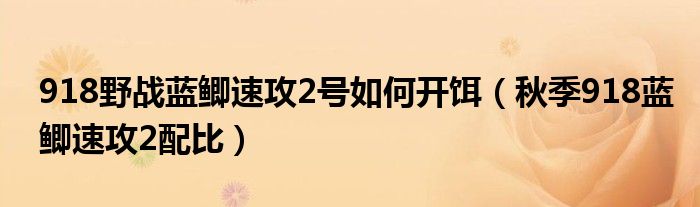 918野战蓝鲫速攻2号如何开饵（秋季918蓝鲫速攻2配比）