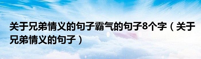 关于兄弟情义的句子霸气的句子8个字（关于兄弟情义的句子）