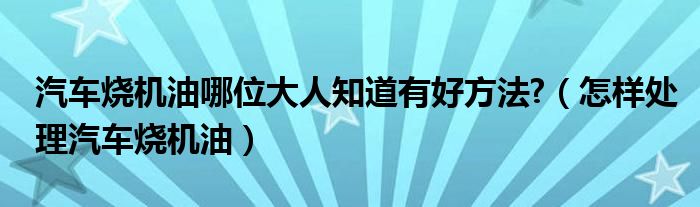 汽车烧机油哪位大人知道有好方法?（怎样处理汽车烧机油）