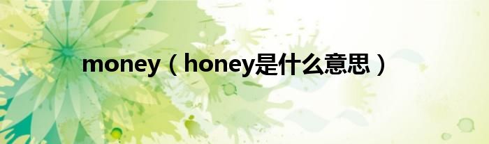 money（honey是什么意思）