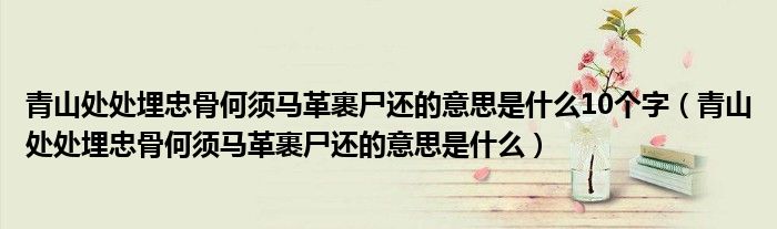 青山处处埋忠骨何须马革裹尸还的意思是什么10个字（青山处处埋忠骨何须马革裹尸还的意思是什么）