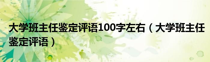 大学班主任鉴定评语100字左右（大学班主任鉴定评语）