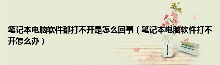 笔记本电脑软件都打不开是怎么回事（笔记本电脑软件打不开怎么办）