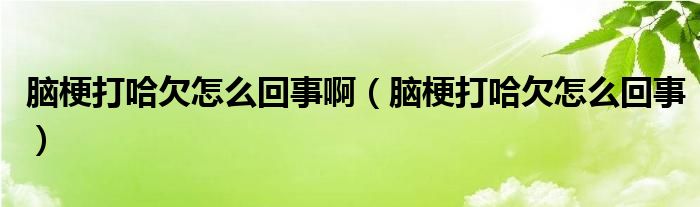 脑梗打哈欠怎么回事啊（脑梗打哈欠怎么回事）