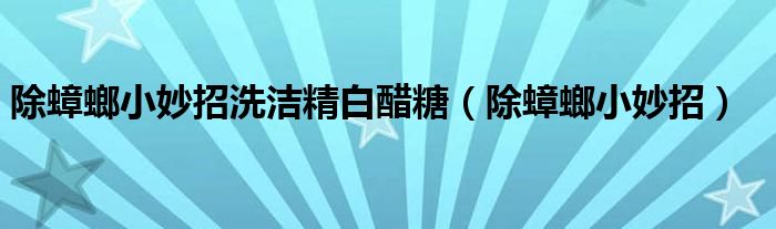 除蟑螂小妙招洗洁精白醋糖（除蟑螂小妙招）